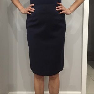 Reiss Navy Pencil Skirt with Pleated Backside